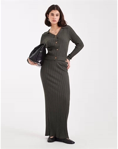 Юбка макси из трикотажного полотна в рубчик, насыщенного зеленого цвета хаки Object