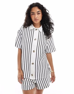 Рубашка в полоску кремового и темно-синего цветов для отдыха Asos design