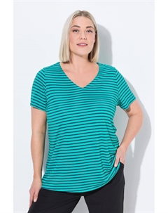 Женская функциональная рубашка в полоску, классическая, с V-образным вырезом и коротким рукавом Ulla popken