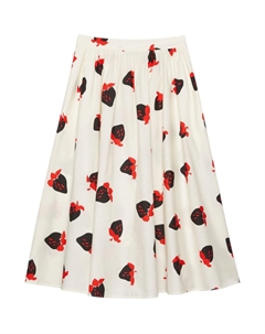 Юбка миди плиссированная с принтом клубника, белый Msgm