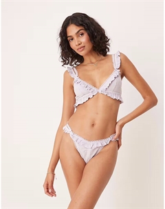 Комплект из мягкого бюстгальтера и стрингов Taylor в рубчик, сиреневый Asos design