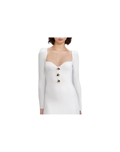 Женское белое платье с длинными рукавами Self-portrait