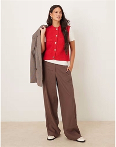 Вязаный топ без рукавов красного цвета Mango