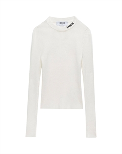 Топ с интарсией и логотипом, белый Msgm