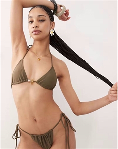 Бикини-топ Pami с отделкой из бисера оливкового цвета Motel