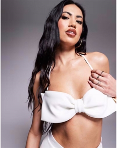 Верх бикини-бандо с бантом белого цвета River island