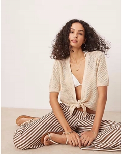 Кардиган с завязкой спереди, бежевый Jdy