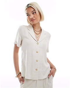 Рубашка-кофточка из льна кремового цвета Object