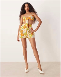 Короткие шорты Bias с ретро-цветочным принтом в виде ромашек Collective the label