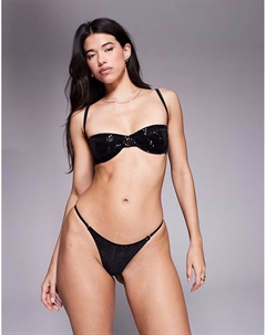 Трусики-танга с пайетками Brie черного цвета Asos design
