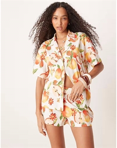 Рубашка-комбинезон из льна с фруктовым принтом Asos design