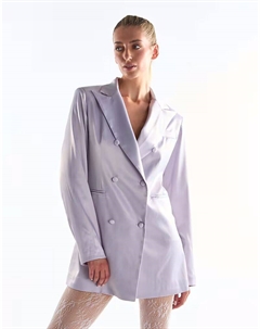 Двубортный пиджак из мягкого сиреневого атласа Collective the label