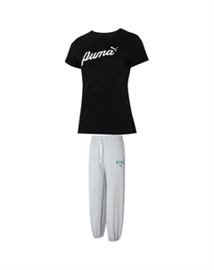 Повседневный костюм для женщин Black T Shirt+Gray Pants Puma