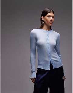 Легкий прозрачный кардиган в рубчик синего цвета Asos design