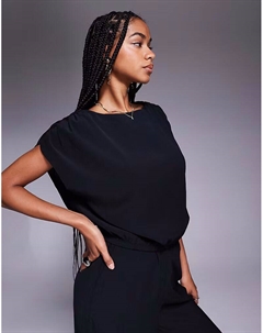 Черный топ с высоким воротом и фактурной отделкой из жатого материала Asos design