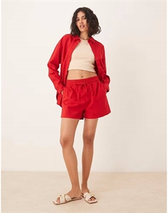 Льняные шорты красного цвета Asos design