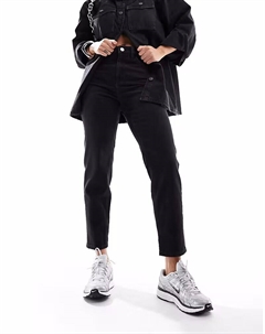 Джинсы New Mom свободного кроя черного цвета Mango