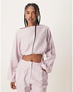 Топ из льняного материала с жемчужными деталями, сиреневый цвет Asos design