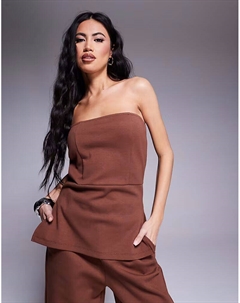 Структурированный бандо-костюм коричневого цвета Asos design