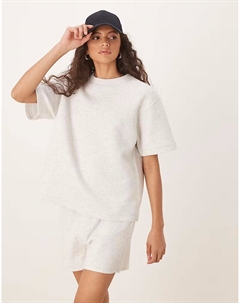 Футболка с короткими рукавами и крупной резинкой серого меланжевого цвета Asos design