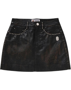 Кожаная короткая юбка женская, черный A bathing ape®
