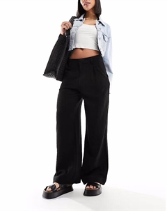 Свободные брюки прямого кроя со льном черного цвета Asos design