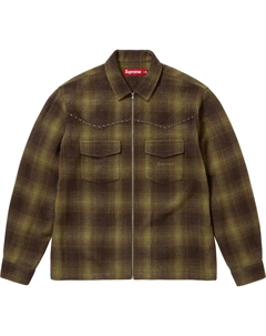 Рубашка Shadow Plaid Flannel Zip Up Shirt, оливковый Supreme