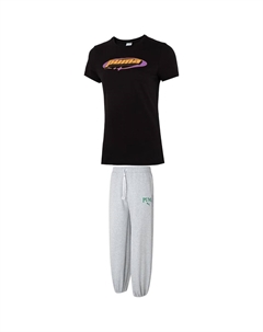 Повседневный костюм для женщин Black T Shirt+Gray Pants Puma