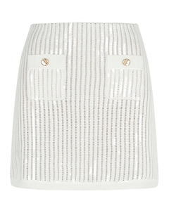 Мини-юбка с пайетками вязаная крючком, белый Self-portrait