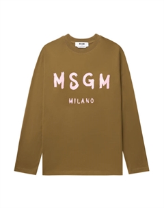 Футболка с длинным рукавом и принтом логотипа, зеленый Msgm