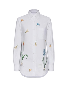 Хлопковая рубашка с цветочной вышивкой, белый Thom browne
