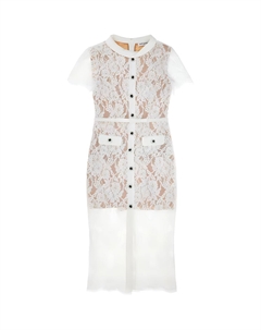 Платье миди на пуговицах с кружевом, белый Self-portrait