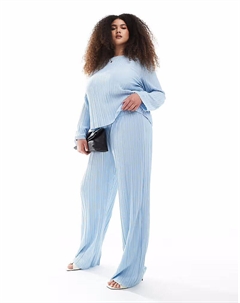 Широкие брюки Pieces Curve плиссированный, светло-голубого цвета Pieces plus