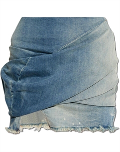 Джинсовая мини-юбка с драпировкой, синий Rick owens drkshdw