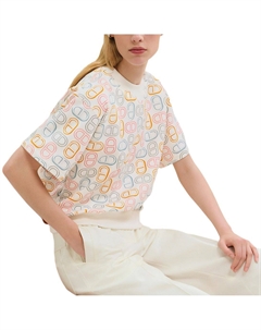 HERMES Футболка Chaine D'Ancre Regular женская серый белый Hermès