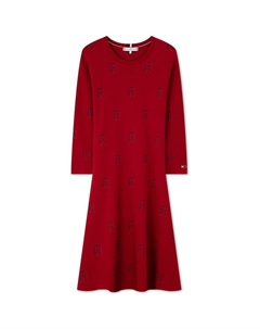 Женское платье с длинными рукавами, красный Tommy hilfiger