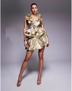 Мини-юбка с жаккардовым подолом и пузырьками, золотой Asos luxe