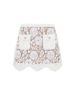 Мини-юбка с цветочным кружевом, белый Self-portrait