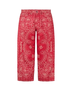 Джинсы-бананы джаккард, красный Supreme