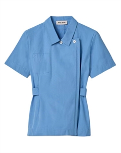 Двубортная рубашка с коротким рукавом, синий Miu miu