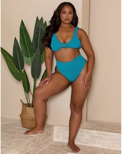 Бразильские плавки-бикини с защипами в бирюзовом цвете Moda minx curve