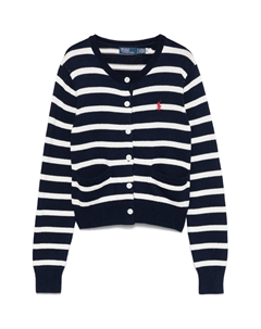 Полосатый кардиган с воротником, синий Polo ralph lauren