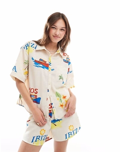 Рубашка свободного кроя с принтом для летнего отпуска Pieces