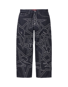 Джинсы мешковатые со строчкой stars, индиго Supreme