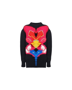 Свитер с интарсией орхидеи, черный Alexander mcqueen