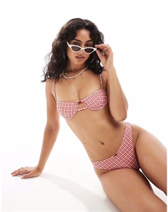 Бикини-топ-балконет Rosalie в клетку с декоративным бутоном розы Asos design