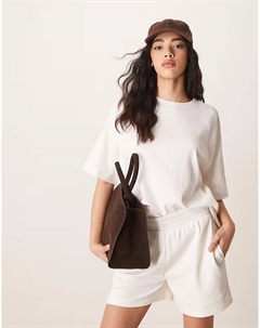 Футболка свободного кроя с рукавами реглан из плотного джерси кремового цвета Asos design