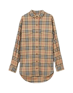 Винтажная клетчатая хлопковая рубашка, бежевый Burberry