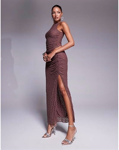 Юбка макси с кружевом и сборками шоколадного цвета coord Asos design