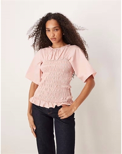 Топ-боди со сборками персиково-розового цвета Asos design